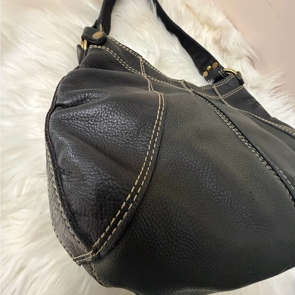 Lucky Brand Black Hobo Bag with Gold Accents